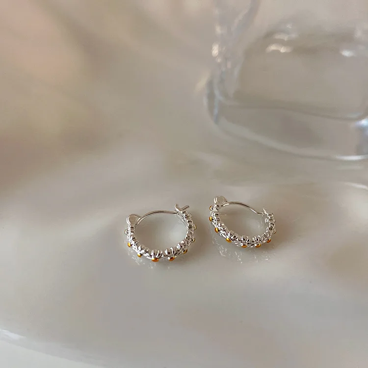 Винтажные модные золотые и серебряные серьги-гвоздики в форме цветка для женщин