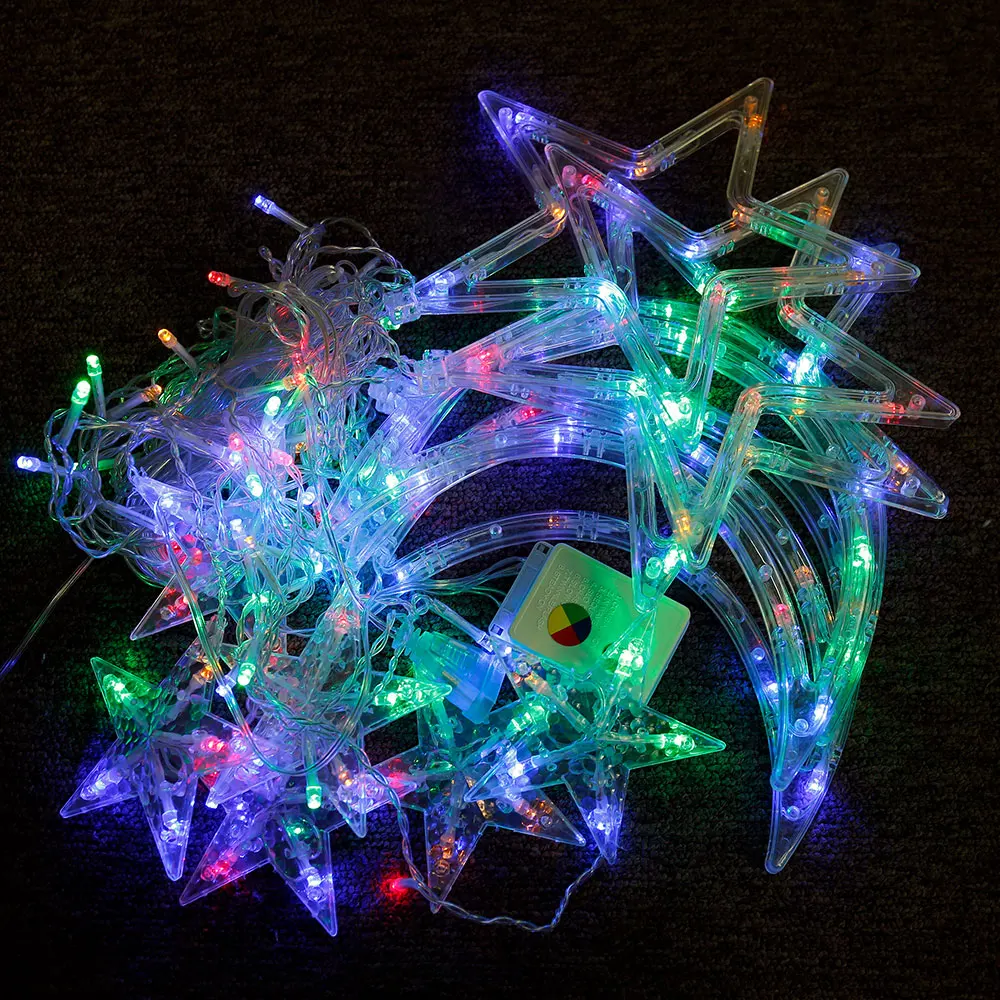 Луна Звезда лампа Светодиодная лента украшение Рождественские Огни Праздник