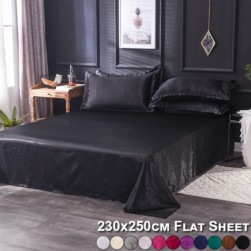 Однотонное атласное шелковое покрывало летние покрывала на плоской подошве