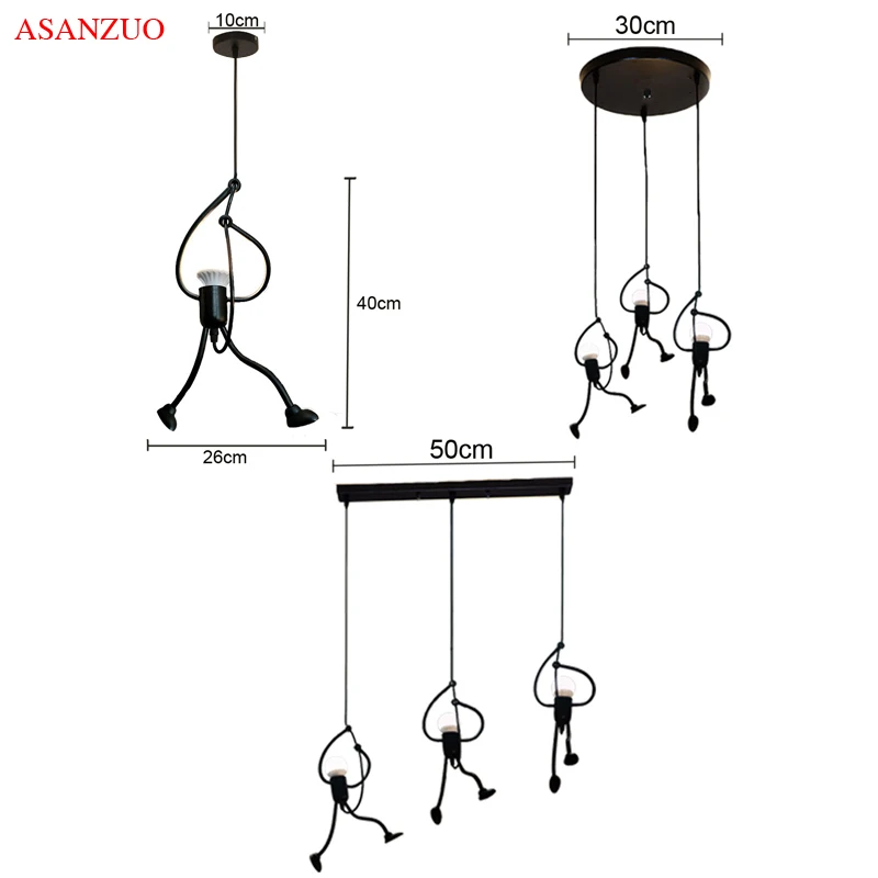

Modern Creative little man climbing pendant lamp metal cord pendant lamps children room Art decoration Pendant Lights