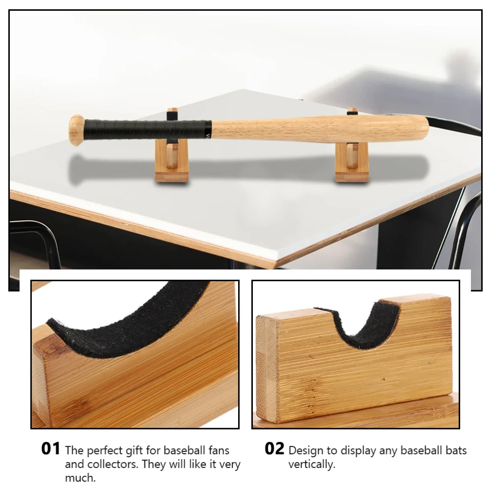 

2 Sets Bamboo Baseball Bat Holder Wall Decorations Baseball Bat Racks (As Shown)