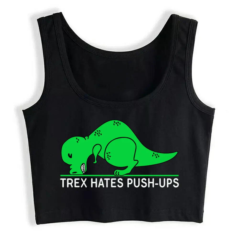 

Boho Crop Top T Rex Hate Push Ups O-Neck Vintage Print Y2k Tops Womens Tops blusas mujer de moda 2021 verano Gym Tank Top Women