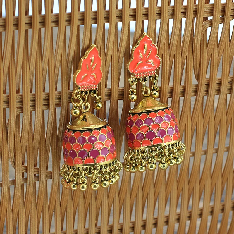 Инс индийские золотые бусины ручной работы оранжевая эмаль Гео непальский