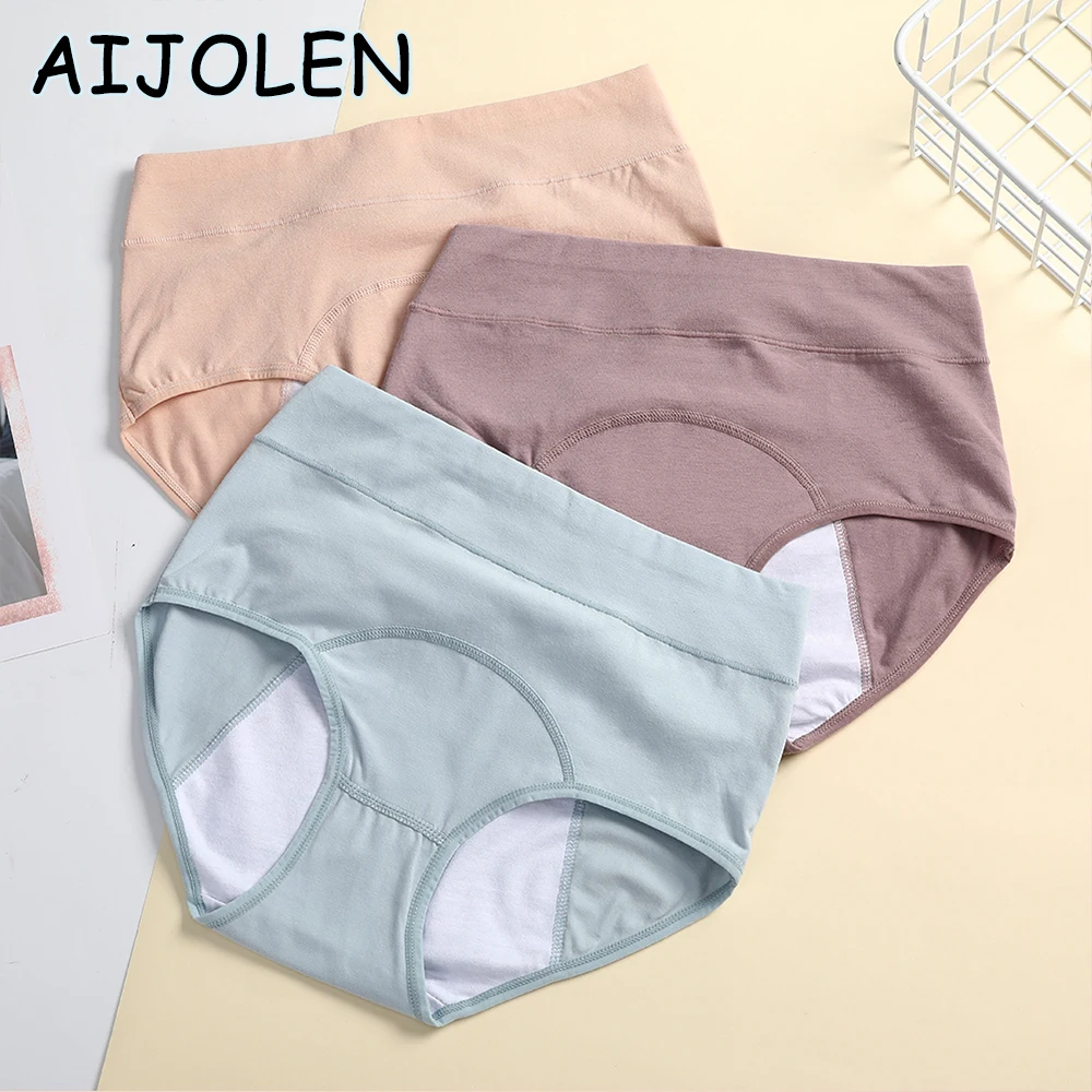 

AIJOLEN Menstrual Period Leak-proof Underwear High-waist Warmth and Thickened Panties for Ladies Solid Color Breathable Briefs