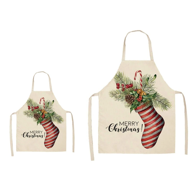 

Christmas Apron Adult Kitchen Apron for Christmas Party Chef Cooking Restaurant E7CB
