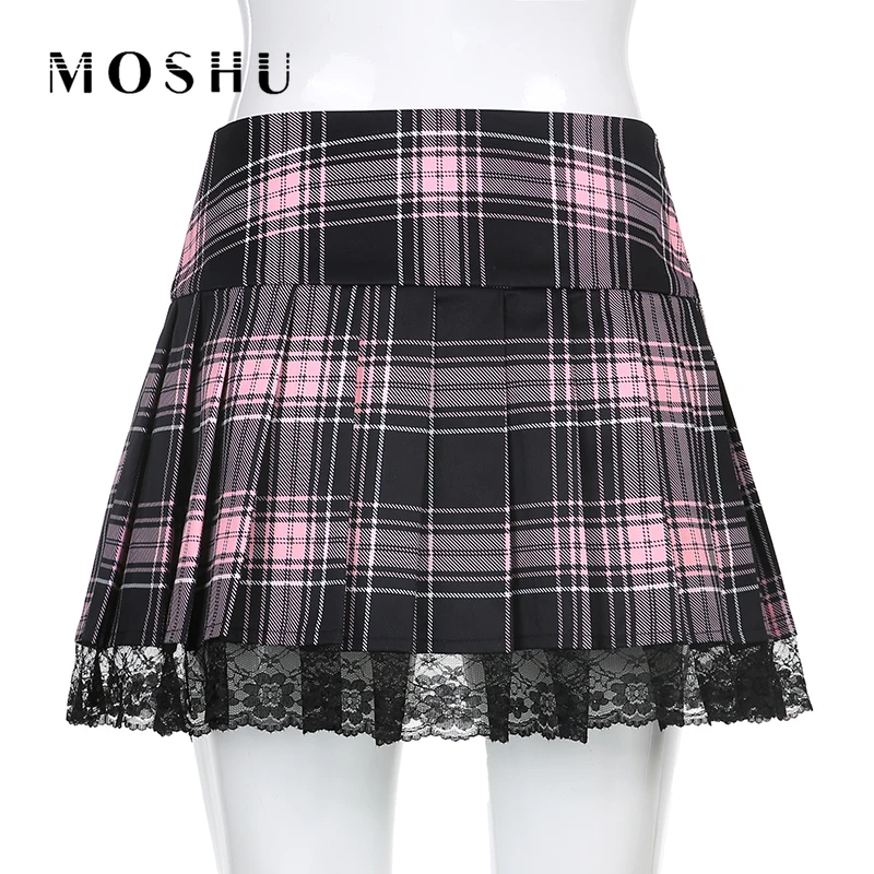 Женские юбки розовая плиссированная юбка Сексуальная мини-юбка со шнуровкой