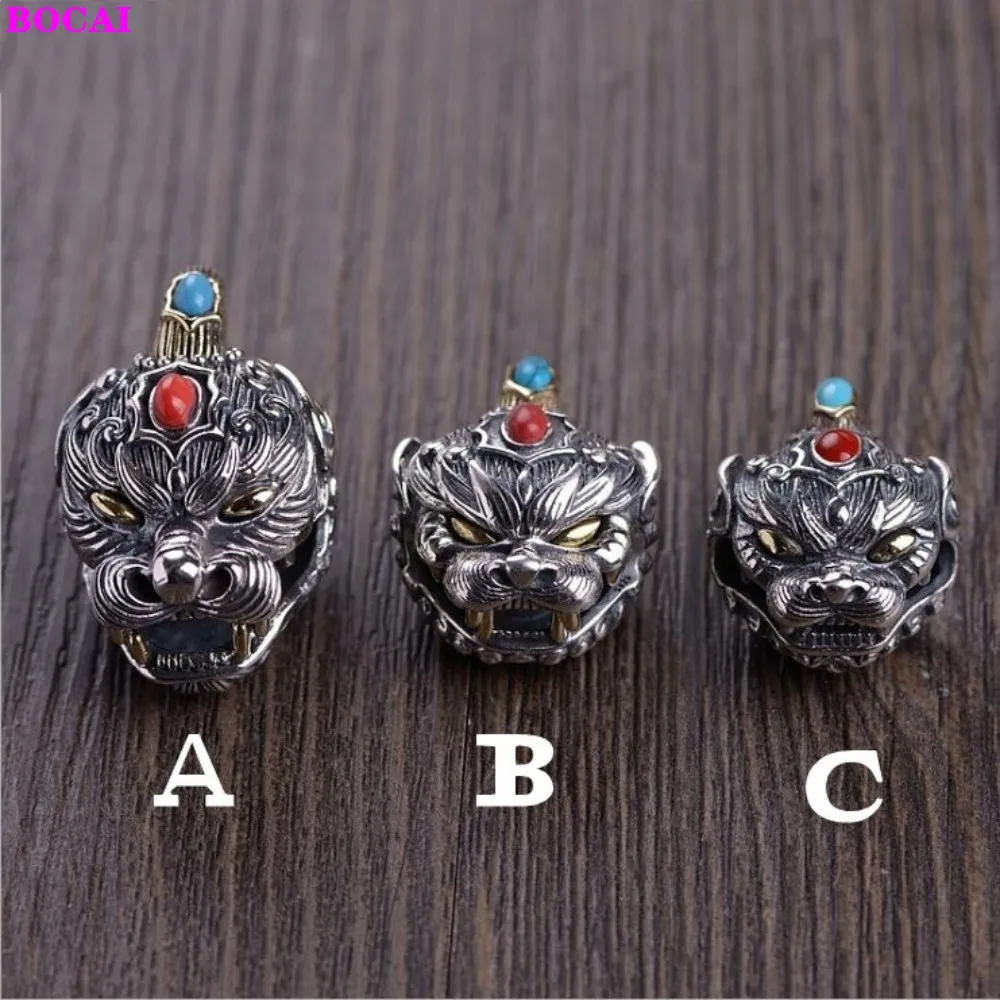 

BOCAI S925 Sterling Silver Pendant Retro Craft Men's Fashion Enamel Bell Thai Silver Handmade Pendant For Men And Women