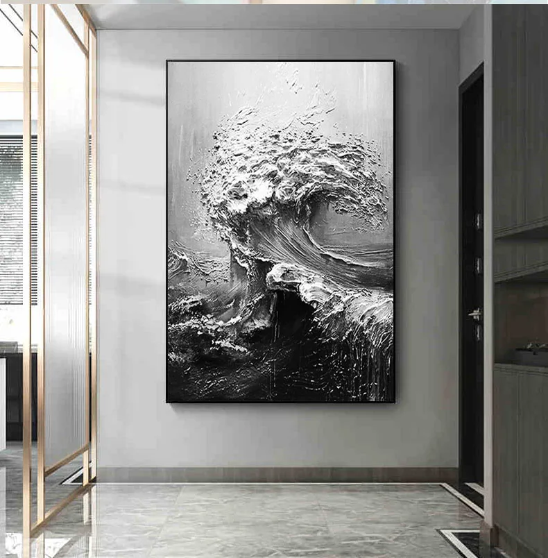 

Hand-painted waves kanagawa Japanese yamato-e art wall posters canvas prints by sitting room adornment image restoring ancient w