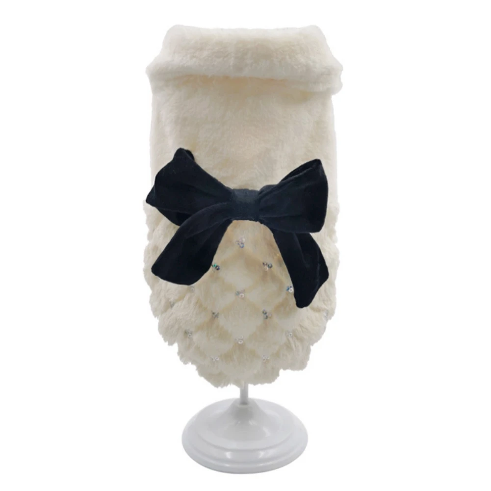 

Осенне-зимняя теплая флисовая куртка для домашних животных, утепленная одежда для холодной погоды, костюм с бантом для маленьких собак