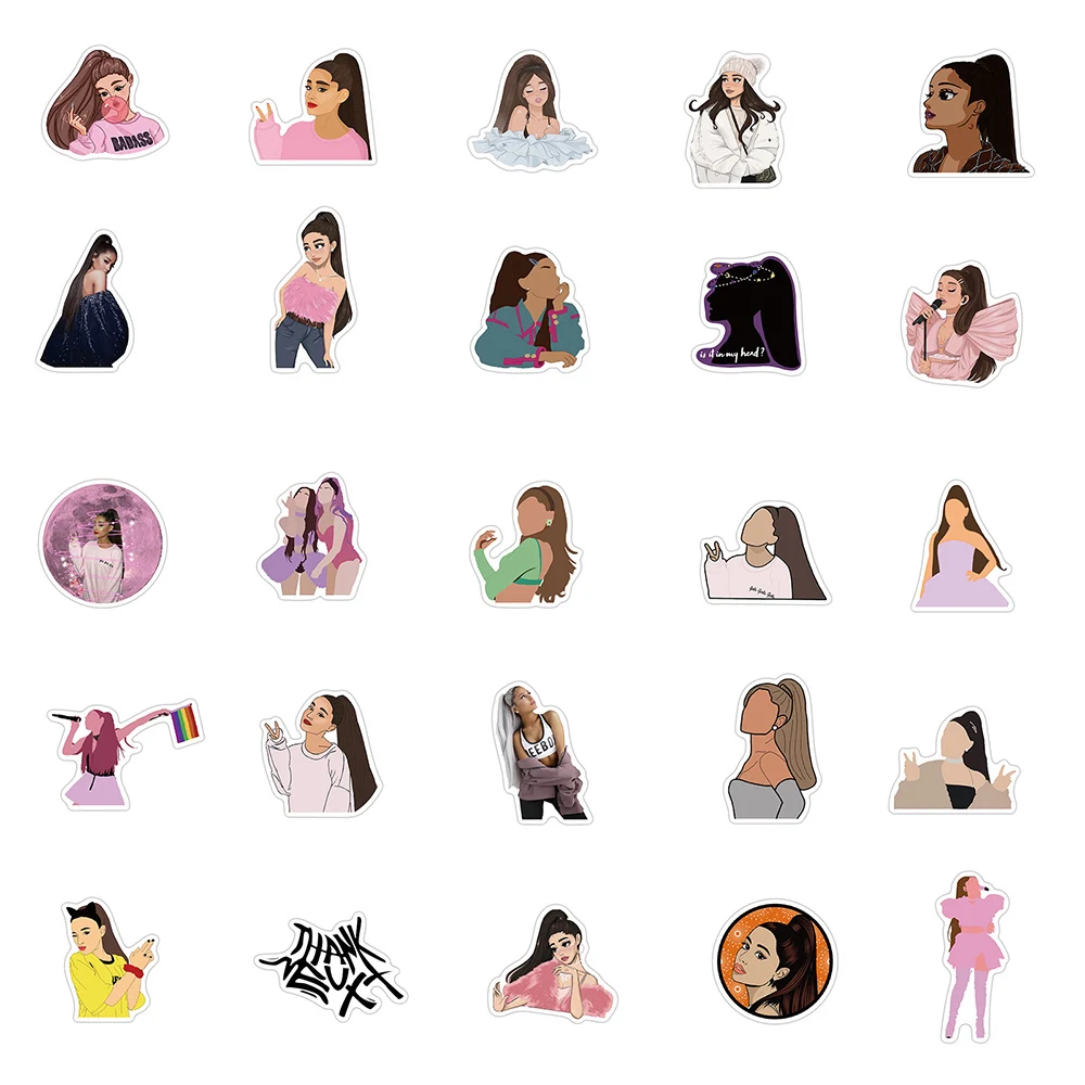 10/30/50 Uds Ariana Grande pegatinas de cantante monopat&iacute;n DIY nevera guitarra viaje motocicleta impermeable pegatina de Graffiti regalo-5
