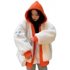 Зимние женские толстовки 2022 года, флисовое пальто на молнии, свободная уличная одежда в стиле Харадзюку, Женский свитшот с капюшоном и имитацией двух предметов