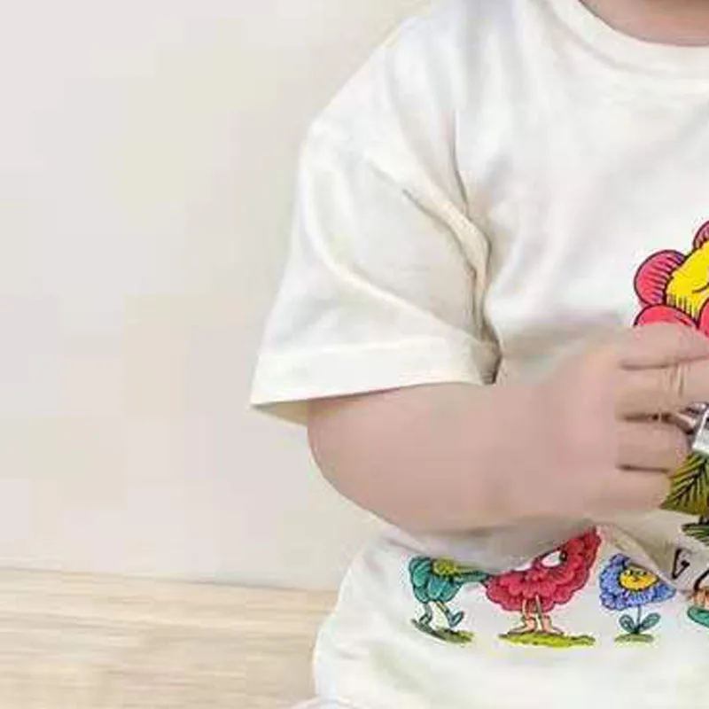 

In Stock 2021 Summer Baby Girls and Boys T-shirts Kids Clothes Print Floral T-shirts Fashion Clothes Birthday T-shirt Women