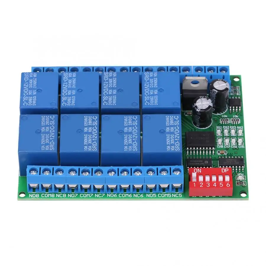 DC 12V 8 Channel RS485 релейная команда Программируемый Модуль управления, ассортимент