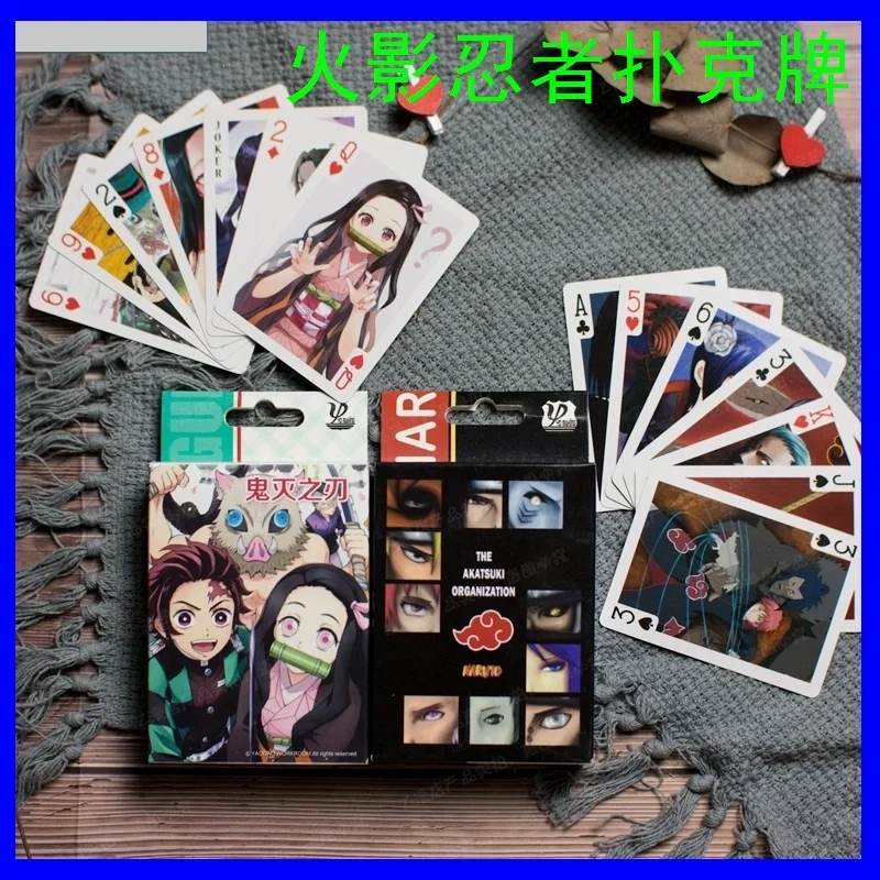 

54pcs Demon Naruto cards Anime cartoon Ninja Akatsuki Poker toy Sasuke Kakashi Cosplay Board Game Cards Hardcover poker toy gift