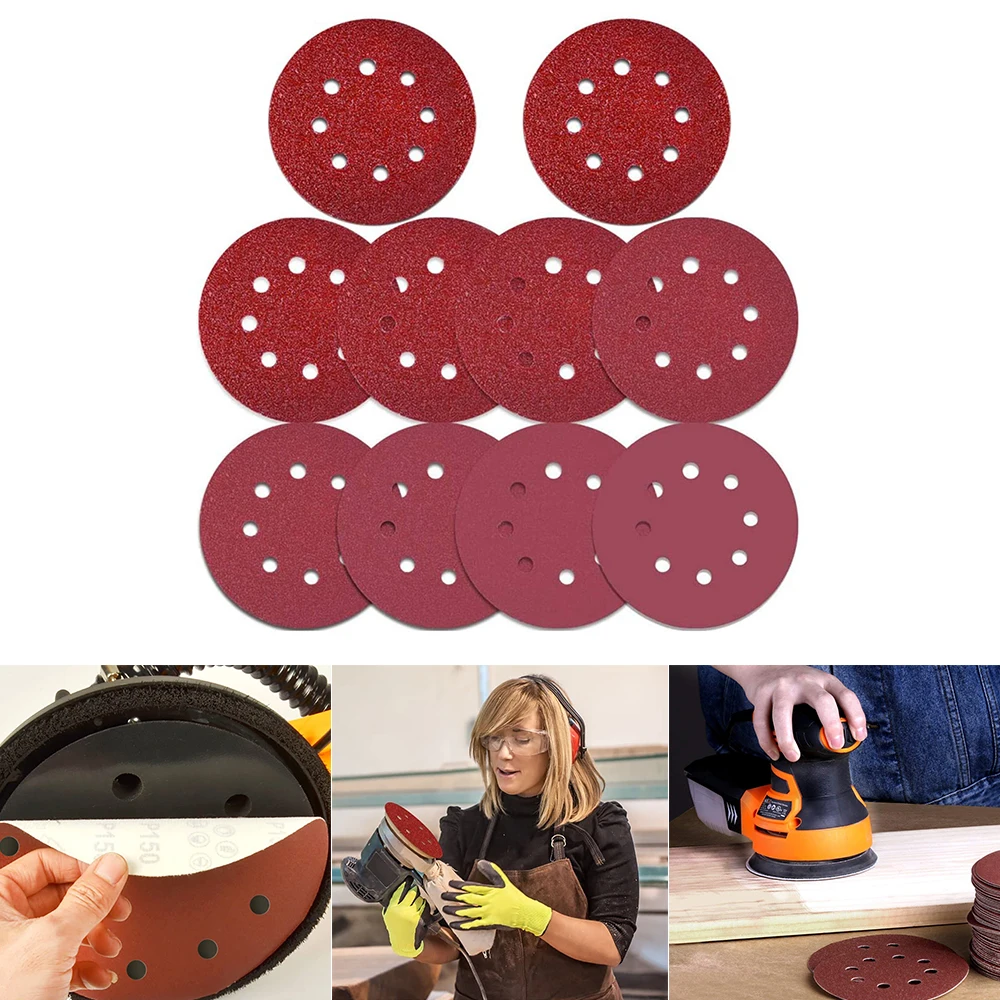 

Для выведения токсинов, 40 шт 5 дюймов; Обувь со шнуровкой 8 отверстий шлифовальные диски шлифование наждачной бумагой лист абразивный инстру...
