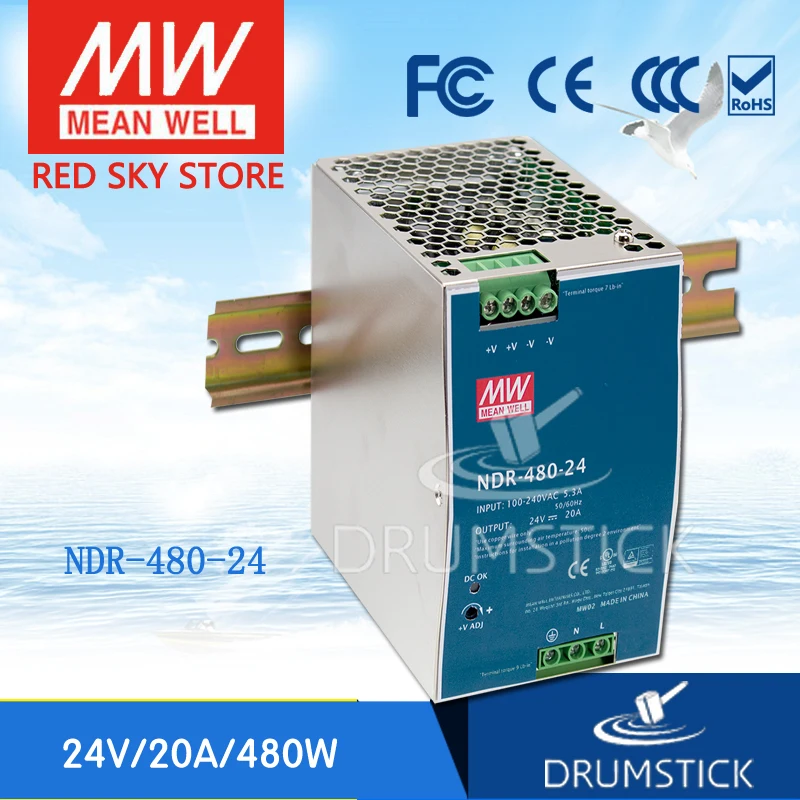 Горячая продажа MEAN WELL NDR 480 24 24V 20A meanwell 480W одиночный выход промышленный din рейку