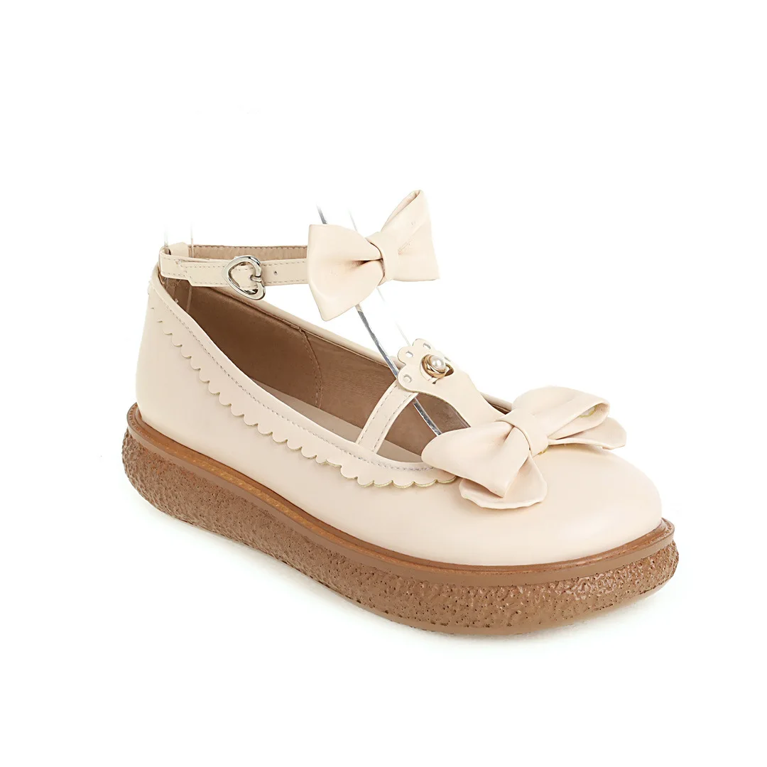 

Casual Woman Shoe Clogs Platform Bow-Knot Female Footwear Round Toe Creepers Butterfly Comfortable Summer Dress Sweet Buckle Str