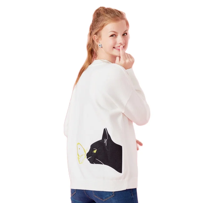 SEMIR Для женщин тонкий вязаный свитер с графической аппликацией сзади якобы