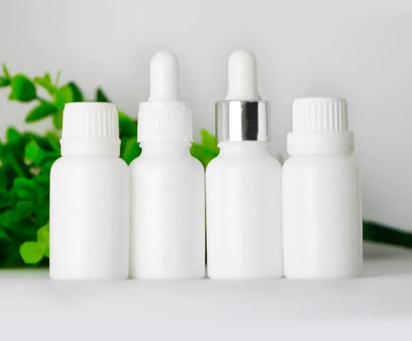 

White Porcelain Glass Bottles 15ml Dropper Bottle Essential Oil Container 0.5OZ Empty E Liquid Juice Bottles SN1060