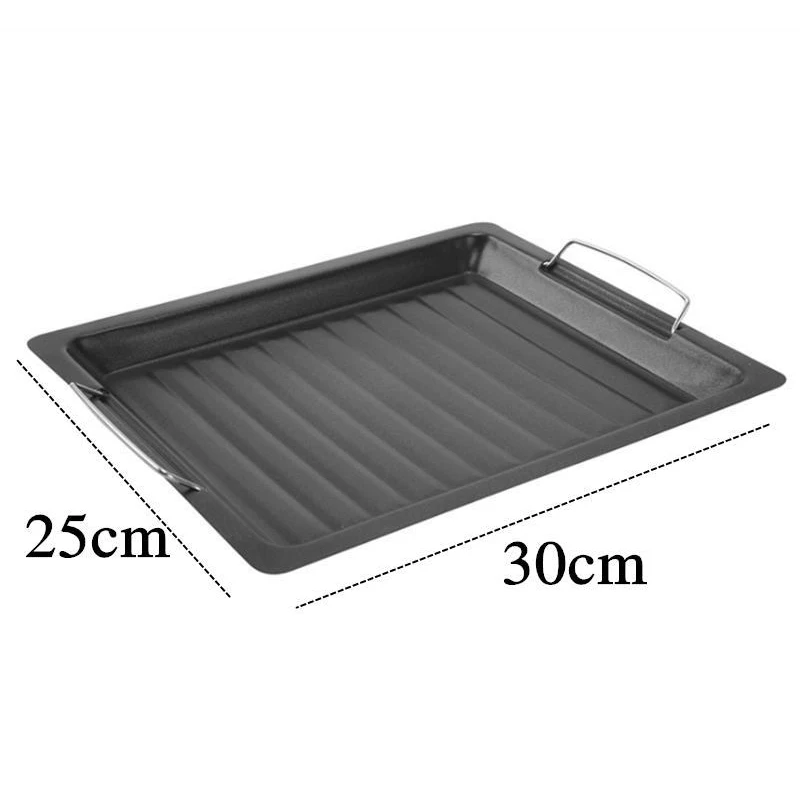 

30X25CM BBQ Frying Grill Plate Korean BBQ Frying Pan Non-Stick Grill Plate Kitchen Cooking Easy To Clean Picnic Outdoor Barbecue