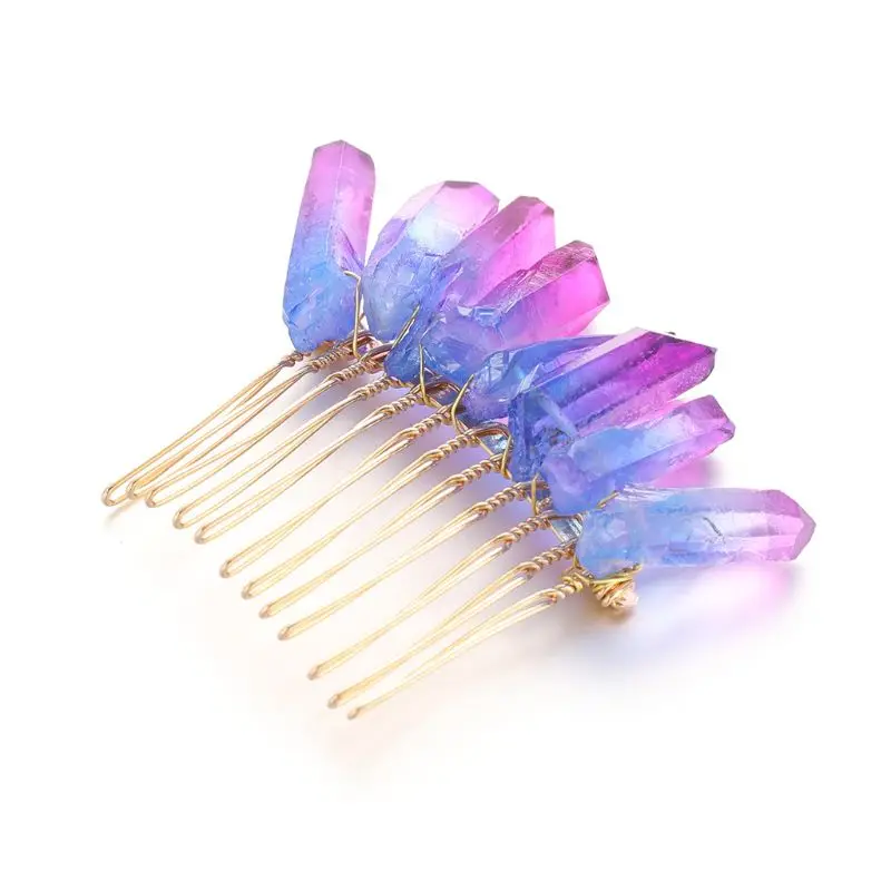 Романтическая градиент ручной работы кристалл кварца волосы расческой