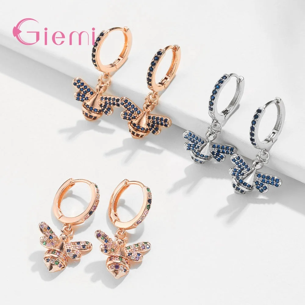 Женские серьги-капельки в виде пчелы из стерлингового серебра 925 пробы с