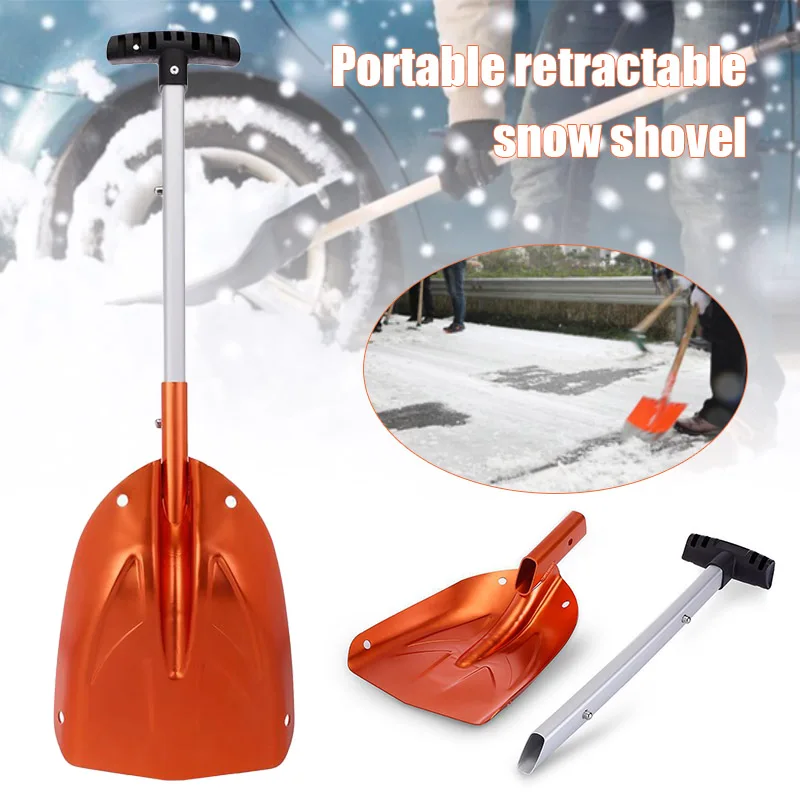 

Portable Folding Snow Shovel Telescopic Collapsible Outdoor Car Alloy Compact Shovel Cleaning Tool for Courtyard Camping WHStore
