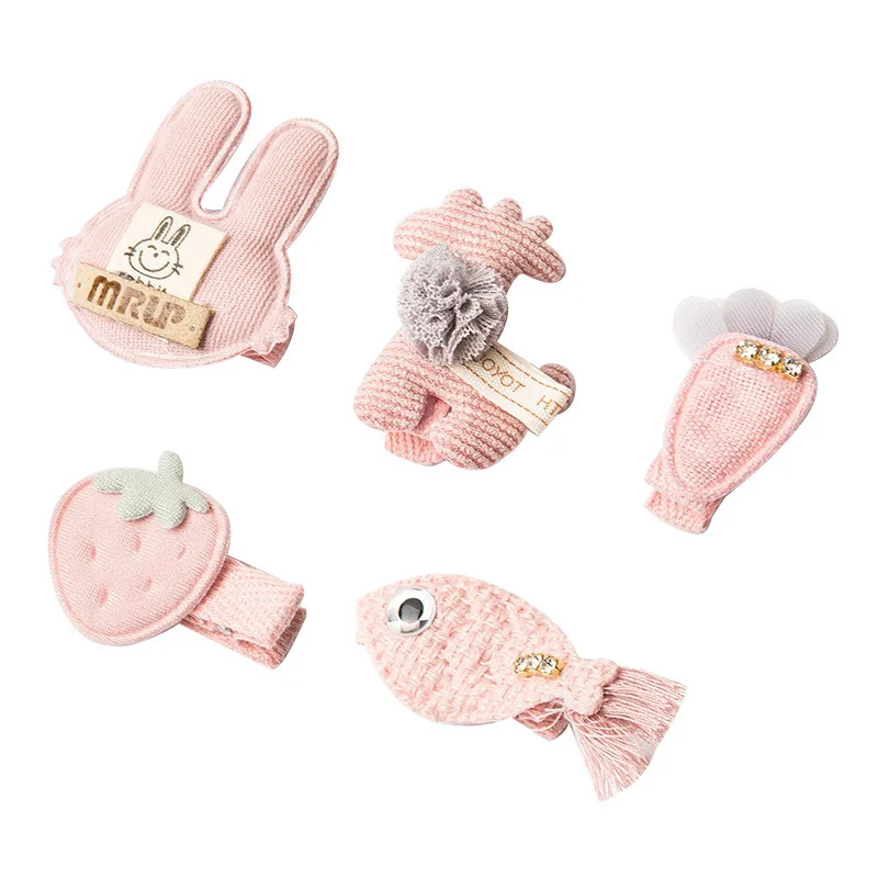 

5pcs/Set Cartoon Hairpins For Women Children Cartoon Hair Clips Kids Flower Barrette Ear Side Bangs Clip Hair Accessories