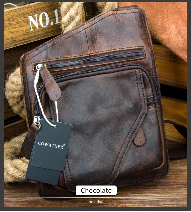 Cowather Топ Корова Натуральная кожа сумка универсальная Повседневная плечо мужские