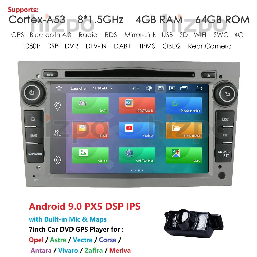 Автомобильный мультимедийный плеер ips dsp 4g 64g hizpo 2 din автомобильный DVD GPS для Astra Meriva
