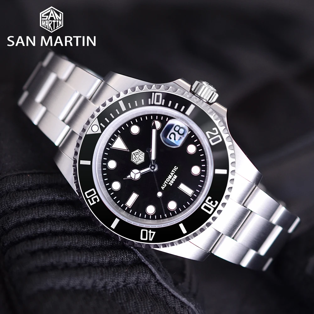Мужские часы San Martin Sub 41 мм роскошные с водным привидением PT5000 SW200 автоматические