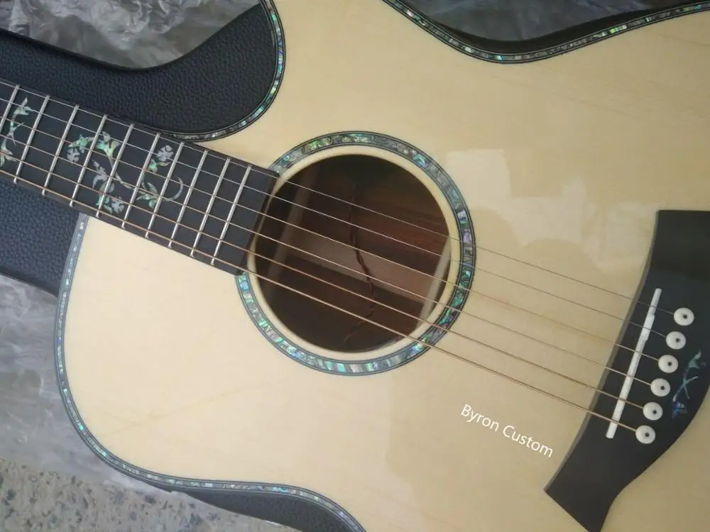 free shipping handmade guitar AAAA all solid wood customize cocobolo single cut design acoustic electric | Спорт и развлечения