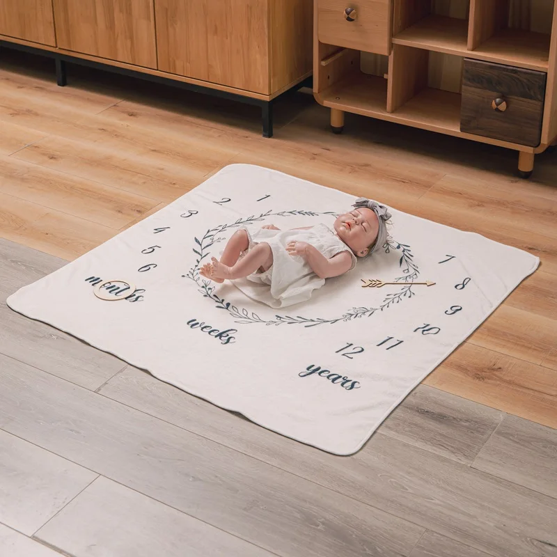 Juego de mantas con patr&oacute;n de arco&iacute;ris para beb&eacute; reci&eacute;n nacido, manta suave con estampado de flores, accesorios de fotograf&iacute;a infantil DIY, 1 Juego-3