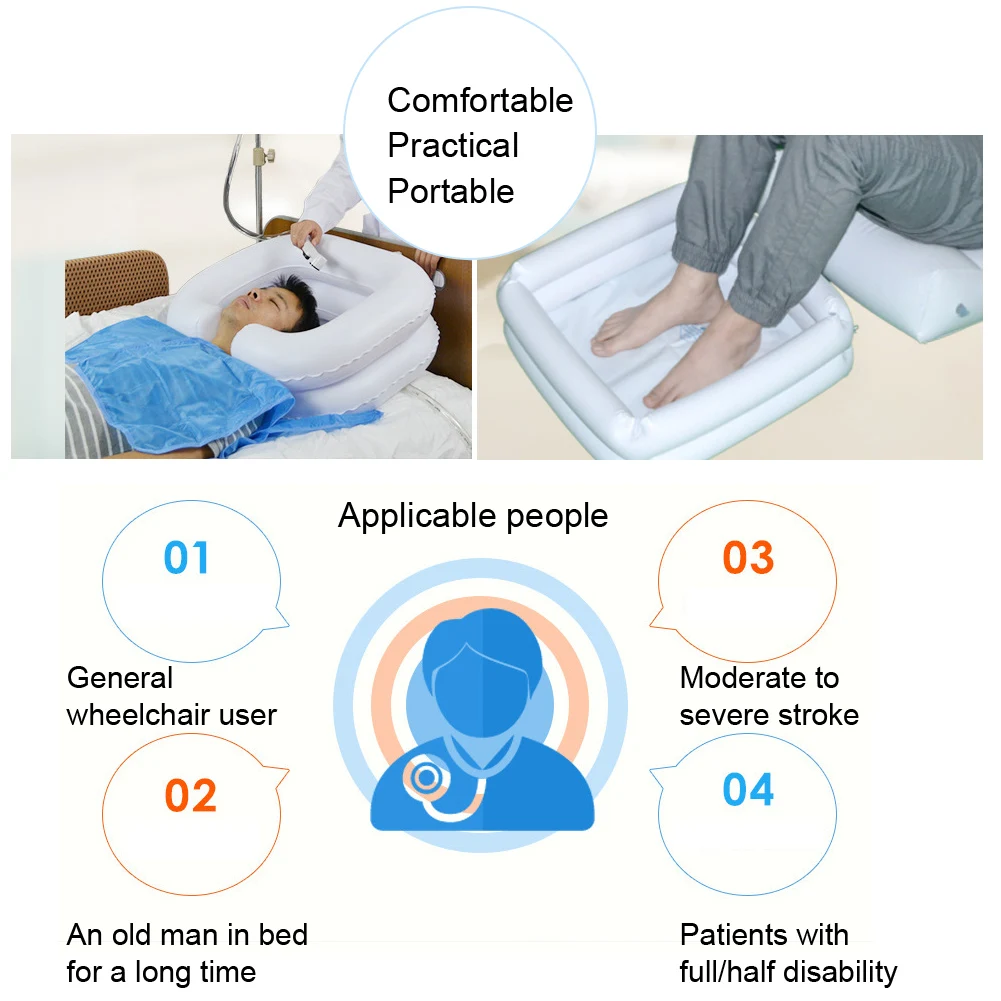 Портативный надувной поднос для шампуня инвалидов раковина мытья волос из ПВХ