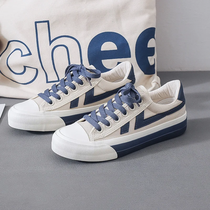 

Luxury 2021 Breathable Shoes for Women Canvas Low (1cm-3cm) Lace-up Fashion Sneakers Zapatos De Mujer Plus Size 44 Shoes Woman