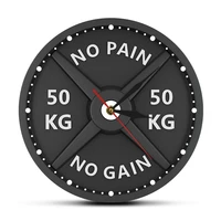 no pain no gain 50kg barbell modern printed acrylic wall clock weight lifting dumbbell bodybuilding wall watch gym decor gift