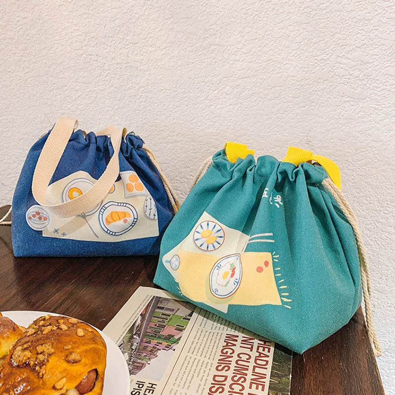 

1 шт. термоизолированная сумка с мультяшным рисунком, водонепроницаемая сумка для ланча в японском стиле, портативные холщовые вместительн...