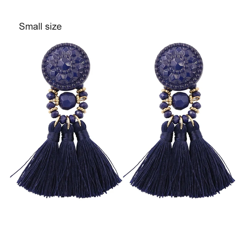 mini-Dark blue Богемные маленькие серьги с кисточками для женщин, зеленые Разноцветные серьги с бусинами и бахромой, летние серьги, Букле д 'ореиль пенданте, новинка - Окраска металла: mini-Dark blue
