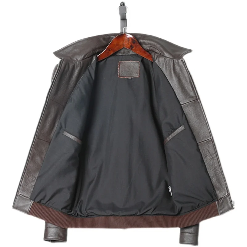

Brown Dark 2023 Casual Style Genuine Leather Jacket Men Plus Size 5XL Real Natural Cowhide Spring Slim Fit Young Male Coat