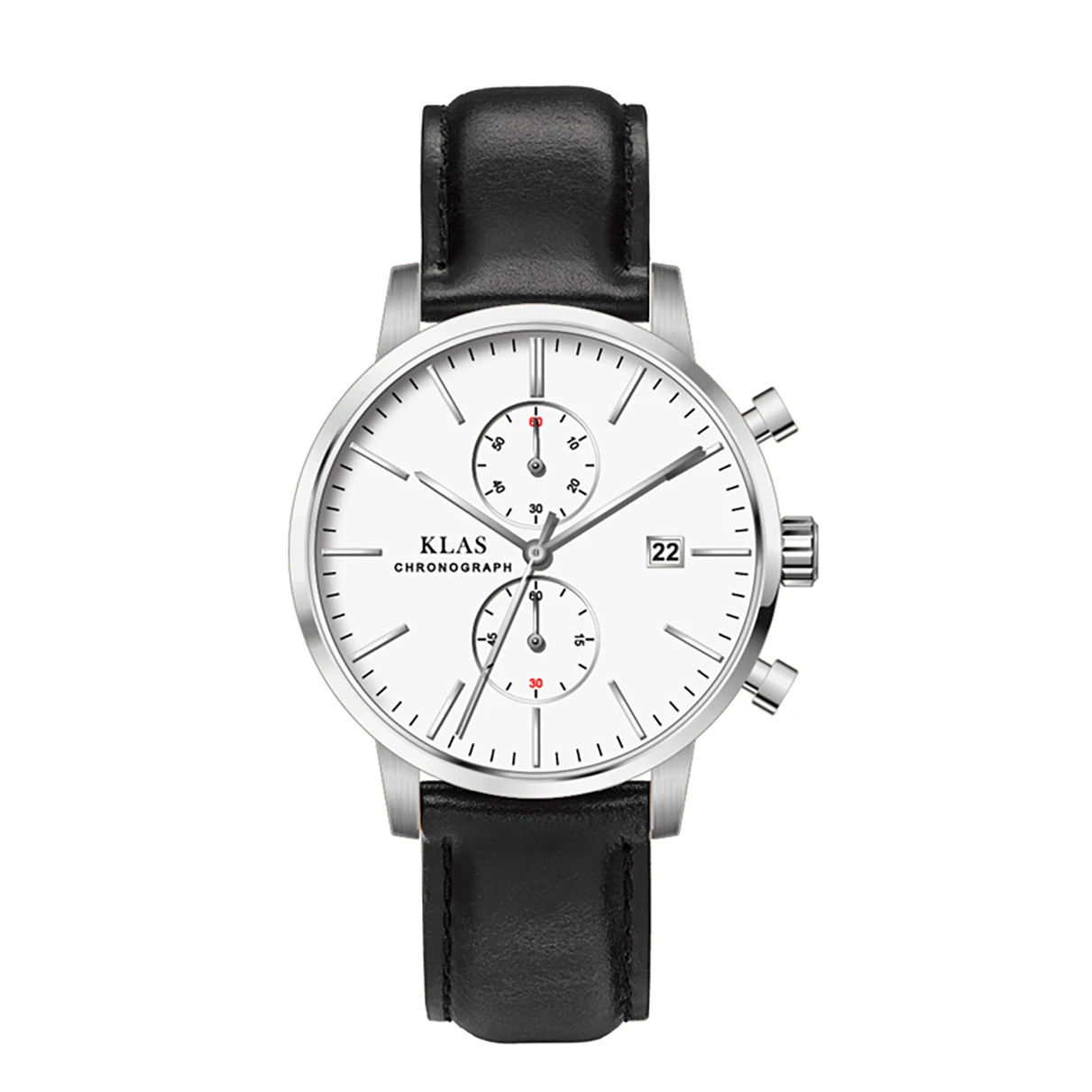 White dial with Black Leather Hand with Simple Men Quartz Watch  Klas Brand zegarki męskie