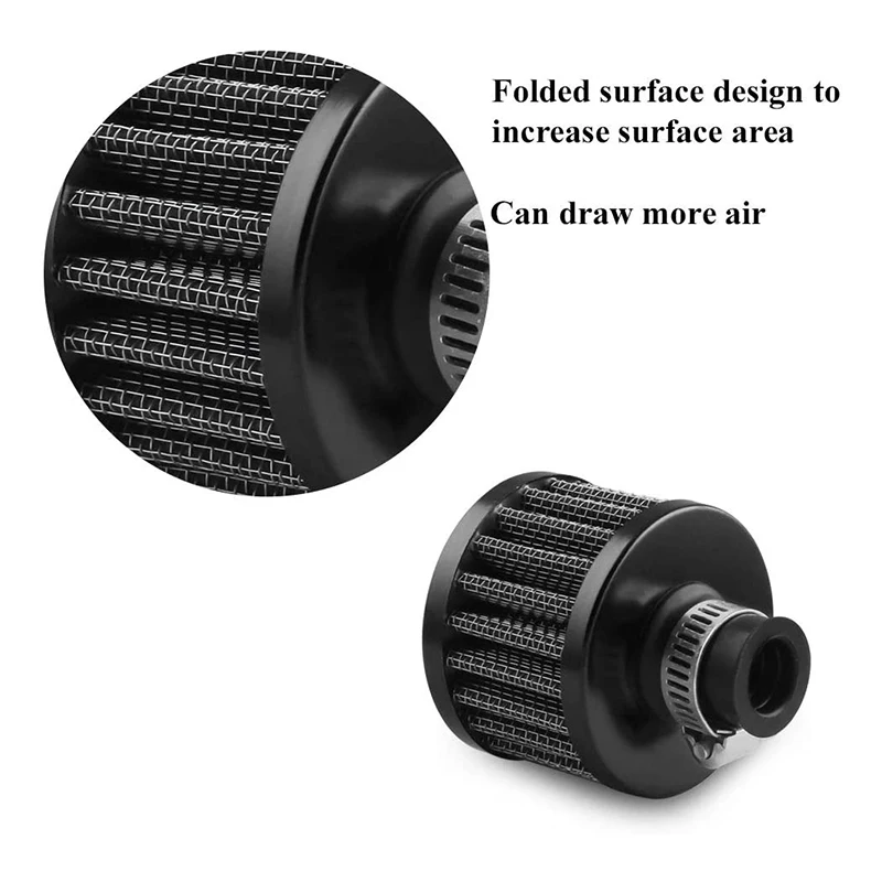 

ALLOMN 12mm Air Filter Universal Interface Motorcycle Air Filter 12mm Air Intake Filter Turbo Vent Crankcase Breather Air Filter
