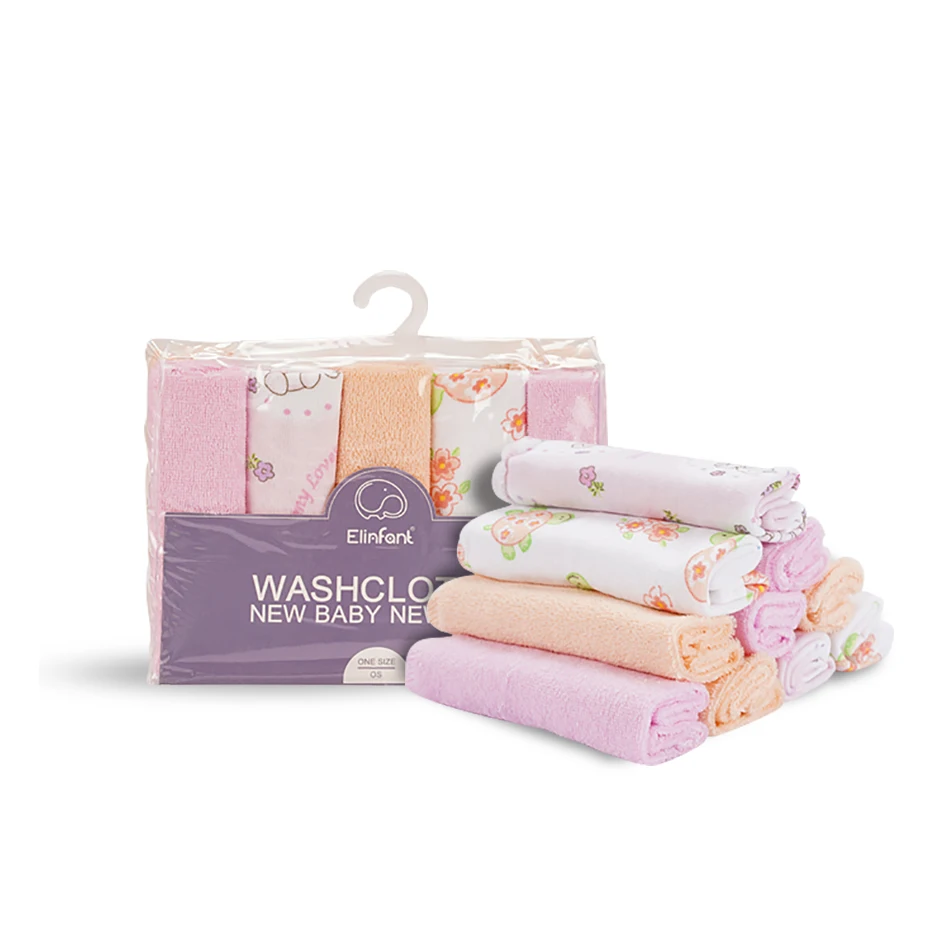 Elinfant 10 шт./компл. 23x23 см милый мультфильм хлопок супер мягкое детское полотенце