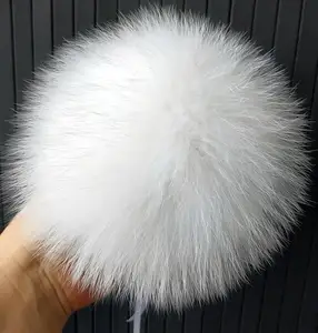 Помпон из помпоны из лисьего Меха натурального меха для шарфов, 12- 15 см, пушистый, разноцветный, шляпа и сумка