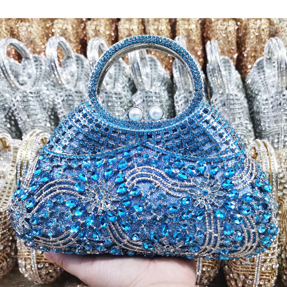 

Женская сумочка Стразы зеленого, золотого, серебряного, синего цвета, цвета шампанского, вечерняя сумочка с цветами и кристаллами, свадебны...
