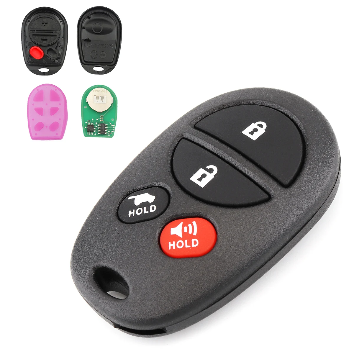 Llave remota de entrada sin llave para coche, mando a distancia compatible con Toyota Sienna/Avalon/Sequoia/Highlander 315-2004, 2016 MHZ, 4 botones, GQ43VT20T