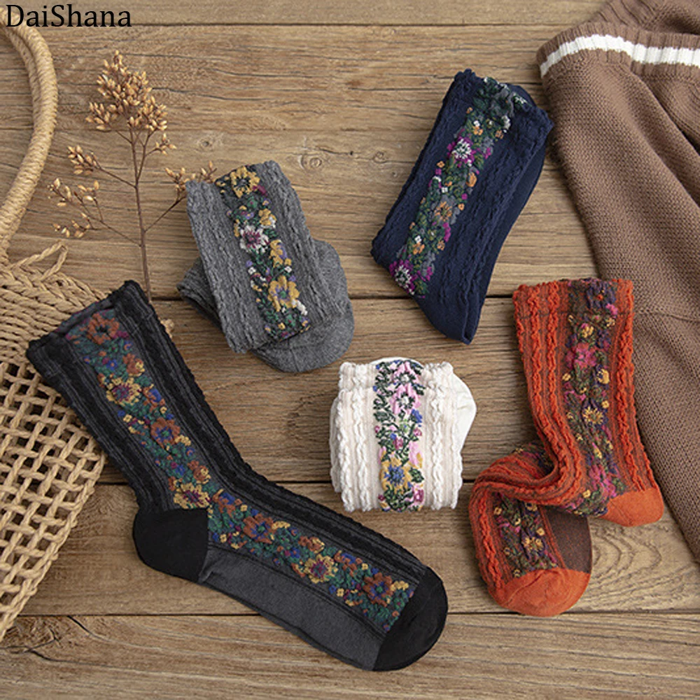 DaiShana, новинка, модные женские носки, теплые и милые, европейские, национальные, ветрозащитные, осенние и зимние, женские, хлопковые, Mujer носки