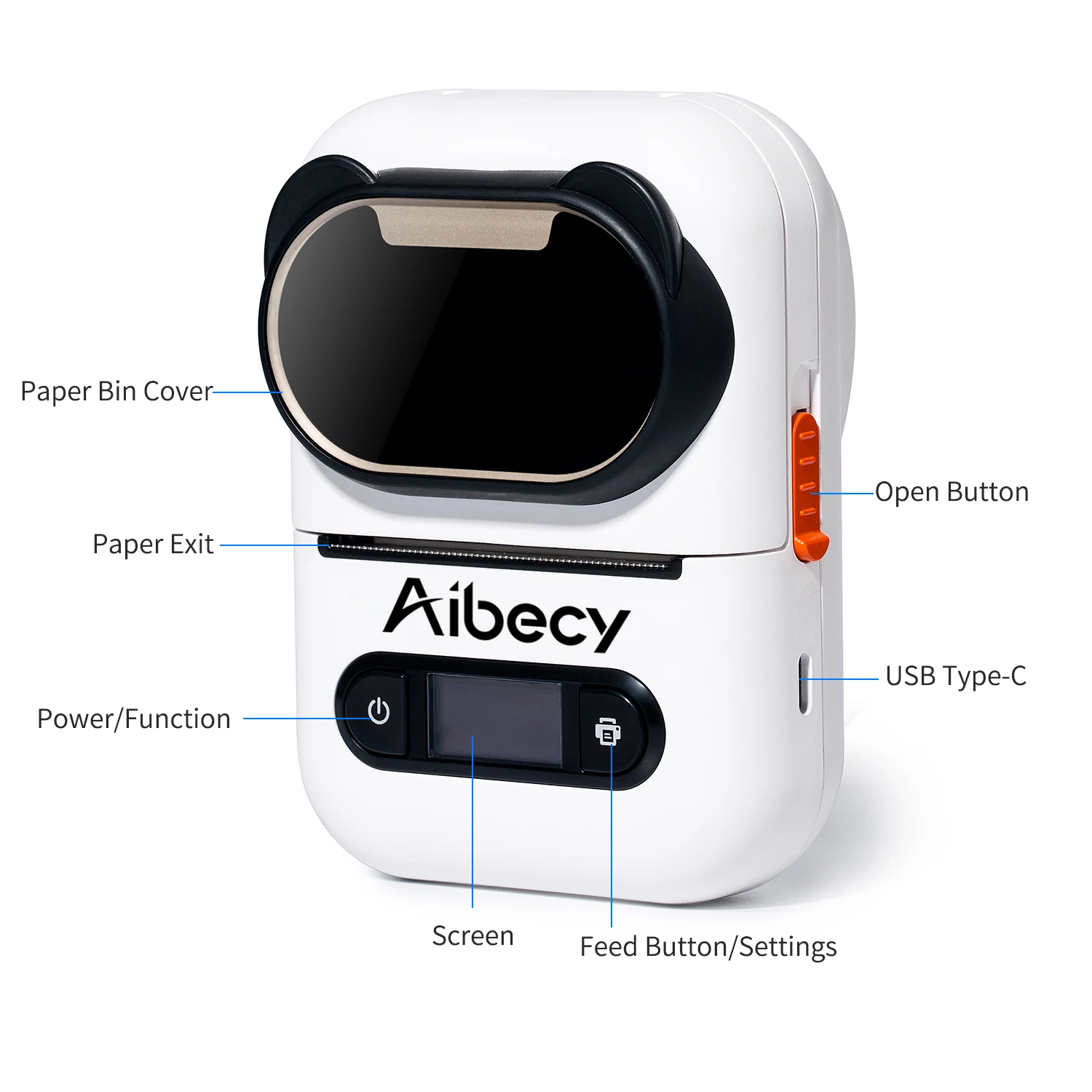 Портативный беспроводной термопринтер Aibecy для печати этикеток BT 203 точек/дюйм с