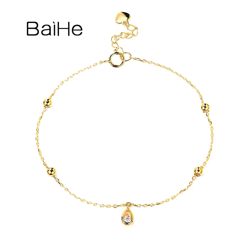 BAIHE Твердые 18K Белый/Желтый/розовое золото 0.04ct H/SI круглые натуральные бриллианты