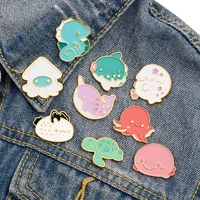 cartoon seahorse turtle octopus marine animal brooch bag clothes backpack lapel enamel pin badges jewelry gift for friend women