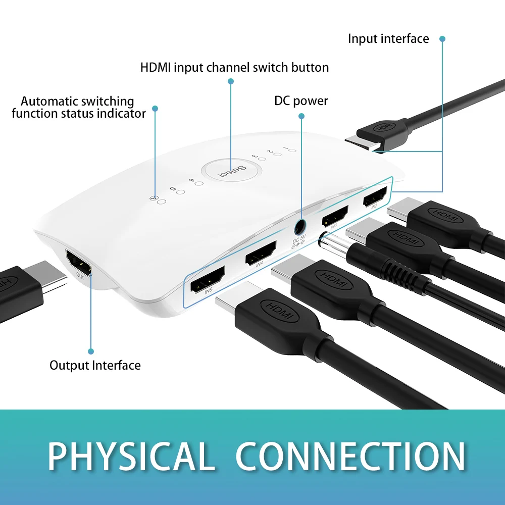 UHD 5 в 1 HDMI переключатель 2,0 4K HDR адаптер коммутатор Аудио экстрактор с ARC 5X1 для rend HDTV PS4 PS3 HDMI разветвитель 4k 60 Гц